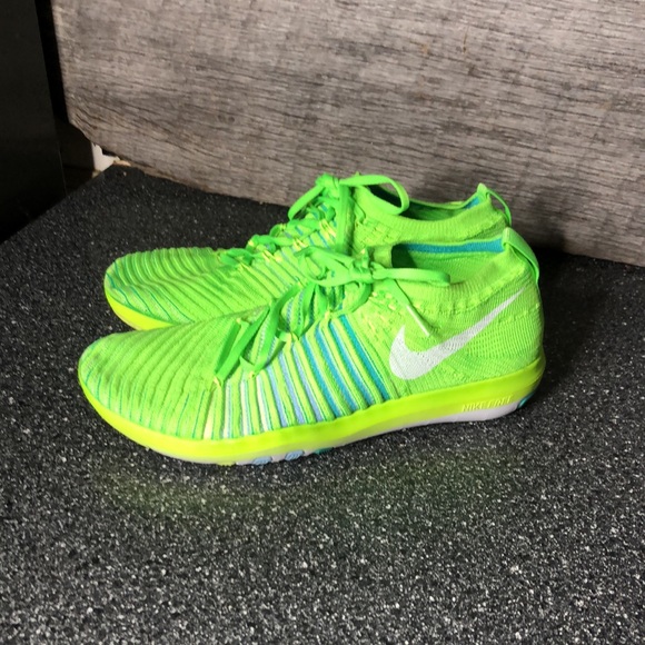 NIKE Free Womens Size 7.5 Transform Flyknit Neon Green Shoes 833410-302 Training - Picture 3 of 6